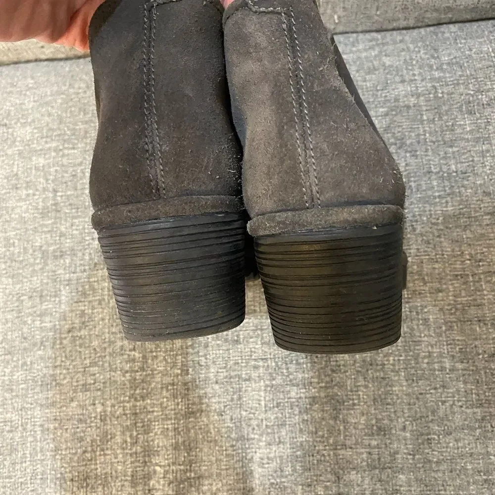 Fly London Wezo Ankle Heels Gray Leather Boots Women’s Size 39